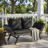 Devoko Patio Wicker Daybed with Adjustable Armrest, Outdoor PE Rattan Sofa Bed for All-Weather Use