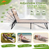 Vineego Foldable Lounge Chaise 12 inch High 5-Position Adjustable Patio Lounge Chair Beach Pool Chaise,Biege
