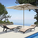 Vineego 3 Pieces Patio Outdoor Chaise Lounge Chair Clearance Outdoor Furniture Set PE Rattan Adjustable Folding Pool Lounge Chair