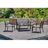 Vineego 4 Pieces Patio Furniture Outdoor furniture Outdoor Patio Furniture Set Textilene Bistro Set Modern Conversation Set Black Bistro Set with Loveseat Tea Table for Home, Lawn and Balcony (Black)