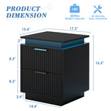 Devoko LED Light Nightstand with 2 Drawer End Side Table for Bedroom Living Room Furniture