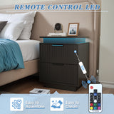 Devoko LED Light Nightstand with 2 Drawer End Side Table for Bedroom Living Room Furniture