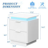 Devoko LED Light Nightstand with 2 Drawer End Side Table for Bedroom Living Room Furniture
