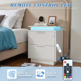 Devoko LED Light Nightstand with 2 Drawer End Side Table for Bedroom Living Room Furniture