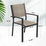 Devoko 6-Piece Patio Dining Set with 6 Stackable Textilene Armchairs in Beige for Outdoor Furniture Ensemble