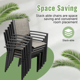Devoko 6-Piece Patio Dining Set with 6 Stackable Textilene Armchairs in Beige for Outdoor Furniture Ensemble