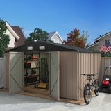 Devoko Patio Metal Shed with Lockable Door Outdoor Steel Storage Building Outdoor House for Backyard