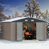 Devoko Patio Metal Shed with Lockable Door Outdoor Steel Storage Building Outdoor House for Backyard