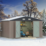 Devoko Patio Metal Shed with Lockable Door Outdoor Steel Storage Building Outdoor House for Backyard