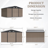 Devoko Patio Metal Shed with Lockable Door Outdoor Steel Storage Building Outdoor House for Backyard