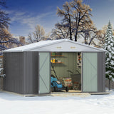 Devoko Patio Metal Shed with Lockable Door Outdoor Steel Storage Building Outdoor House for Backyard