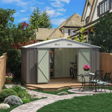 Devoko Patio Metal Shed with Lockable Door Outdoor Steel Storage Building Outdoor House for Backyard