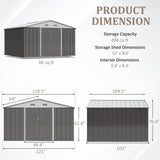 Devoko Patio Metal Shed with Lockable Door Outdoor Steel Storage Building Outdoor House for Backyard