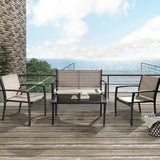 Vineego 4 Pieces Patio Furniture Outdoor furniture Outdoor Patio Furniture Set Textilene Bistro Set Modern Conversation Set Black Bistro Set with Loveseat Tea Table for Home, Lawn and Balcony (Black)