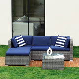 Devoko 5 Pieces Patio Furniture Outdoor Sectional Sofa with Updated Metal Base