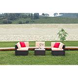 Devoko 6 Pieces Outdoor Sectional Sofa, U Shape Wicker Patio Seating Sets