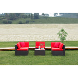 Devoko 6 Pieces Outdoor Sectional Sofa, U Shape Wicker Patio Seating Sets