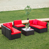 Devoko 6 Pieces Outdoor Sectional Sofa, U Shape Wicker Patio Seating Sets