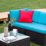 Devoko 6 Pieces Outdoor Sectional Sofa, U Shape Wicker Patio Seating Sets