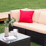 Devoko 6 Pieces Outdoor Sectional Sofa, U Shape Wicker Patio Seating Sets