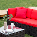 Devoko 6 Pieces Outdoor Sectional Sofa, U Shape Wicker Patio Seating Sets