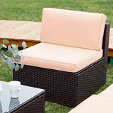 Devoko 6 Pieces Outdoor Sectional Sofa, U Shape Wicker Patio Seating Sets