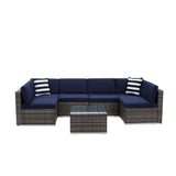 Devoko 7 Pieces Patio Furniture Outdoor Sectional Sofa Updated Metal Base