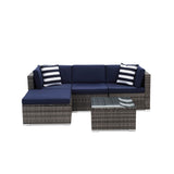 Devoko 5 Pieces Patio Furniture Outdoor Sectional Sofa with Updated Metal Base