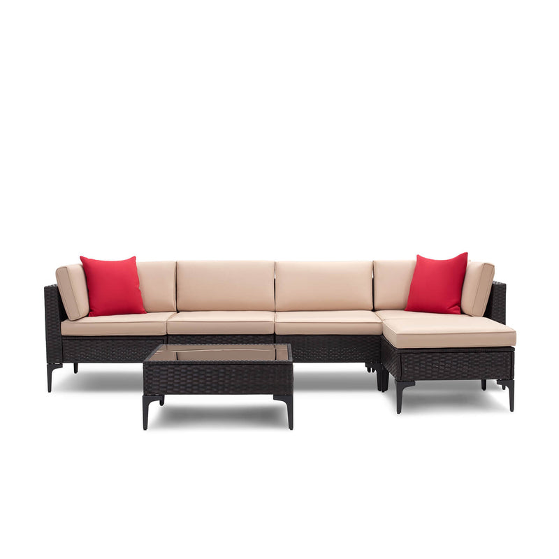 Devoko 6 Pieces Patio Furniture Sectional Sofa with Metal Feet