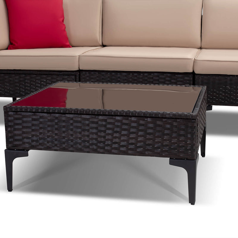 Devoko 6 Pieces Patio Furniture Sectional Sofa with Metal Feet