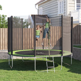 Devoko Trampoline with Safe Enclosure Net Patio Fitness Jumping Trampoline for Backyard, Kindergarten with Ladder