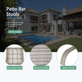 Devoko Patio Bar Stools Wicker Barstools Indoor Outdoor Bar Stool Patio Furniture for Garden Pool Lawn Backyard Set of 2