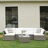 Devoko 7 Pieces Patio Furniture Outdoor Sectional Sofa Updated Metal Base