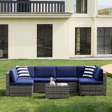 Devoko 7 Pieces Patio Furniture Outdoor Sectional Sofa Updated Metal Base