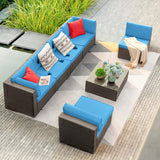 Devoko 7 Pieces Outdoor Sectional Sofa,  L Shape Patio Wicker Seating Sets