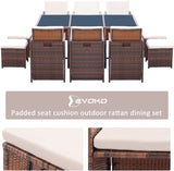 Devoko Patio Dining Set 9 Pieces & 11 Pieces Outdoor Table and Chairs