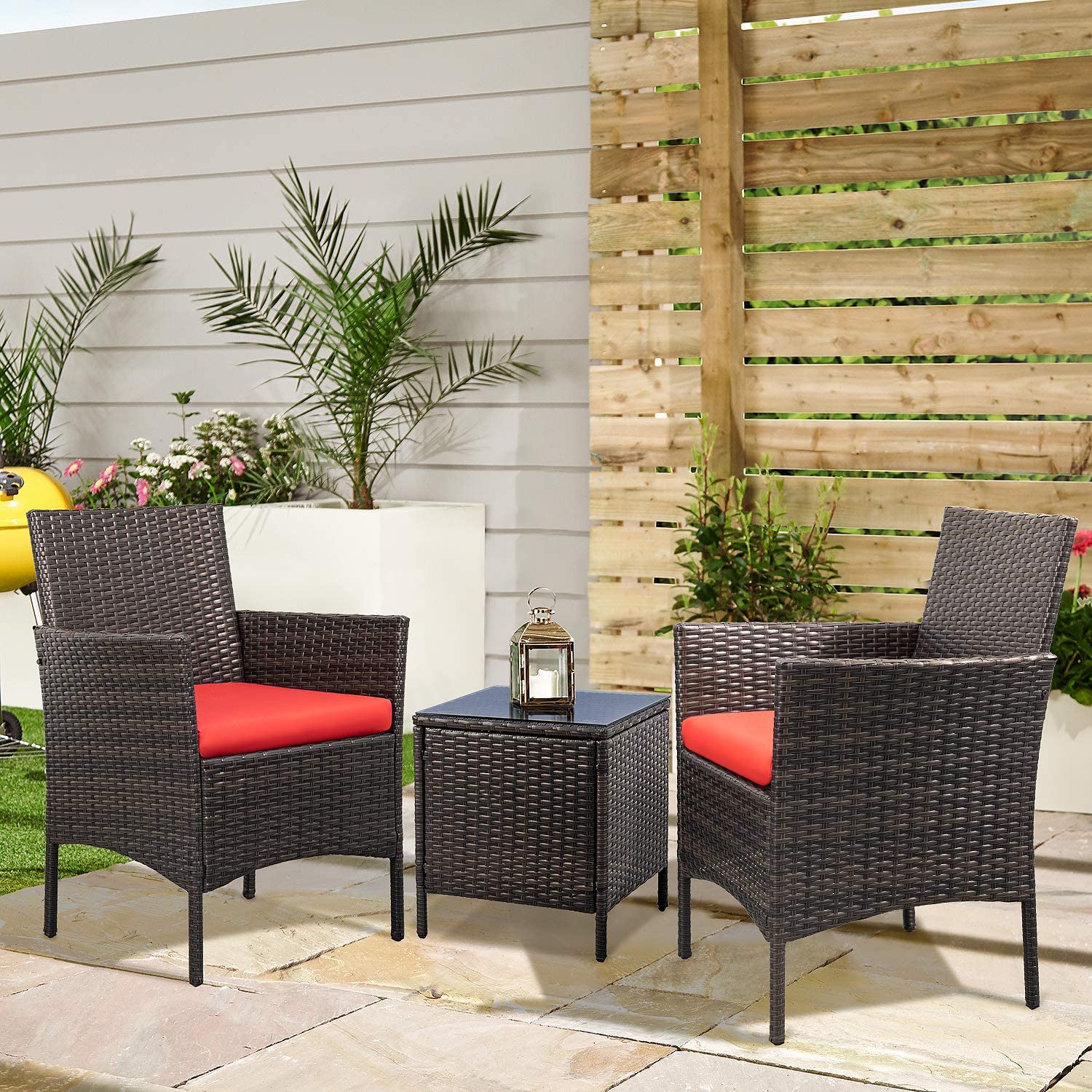 Devoko Wicker Patio Furniture Sets 3 Pcs Front Porch Furniture Outdoor