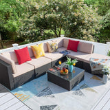 Devoko Patio Furniture 7 Pcs Outdoor Sectional Sofa with Ottoman