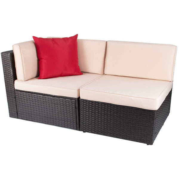 Devoko Patio Furniture 2 Pcs Outdoor Corner Sofa and Armless Sofa