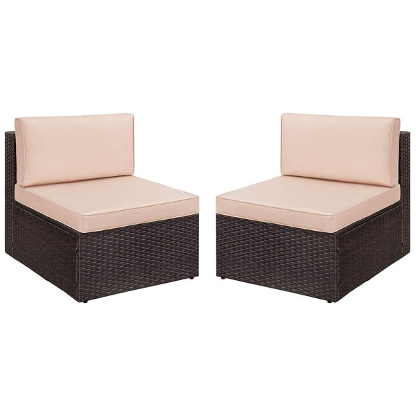 Devoko Patio Furniture 2 Pcs Outdoor Armless Sofas with Cushion and Pillow