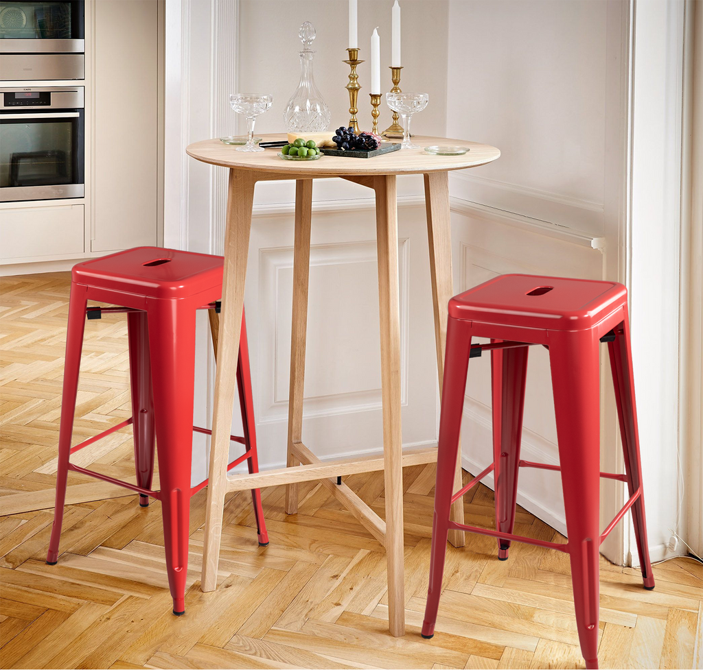 Vineego 30 Inches Metal Bar Stools Outdoor Modern Stackable Industrial ...