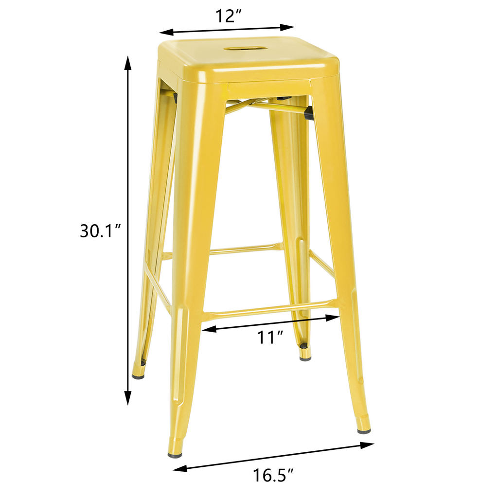 Vineego 30 Inches Metal Bar Stools Outdoor Modern Stackable Industrial ...