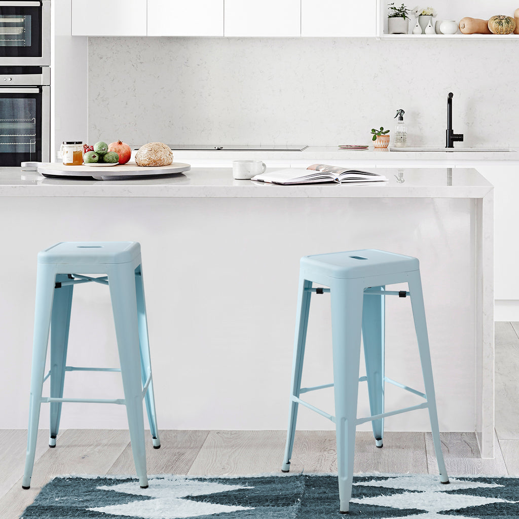 Devoko 30 Inches Metal Bar Stools Outdoor Modern Stackable Industrial