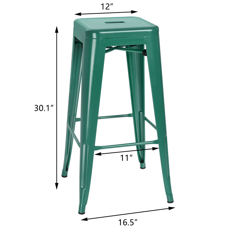 Devoko 30 Inches Metal Bar Stools Outdoor Modern Stackable Industrial Stools Set of 4
