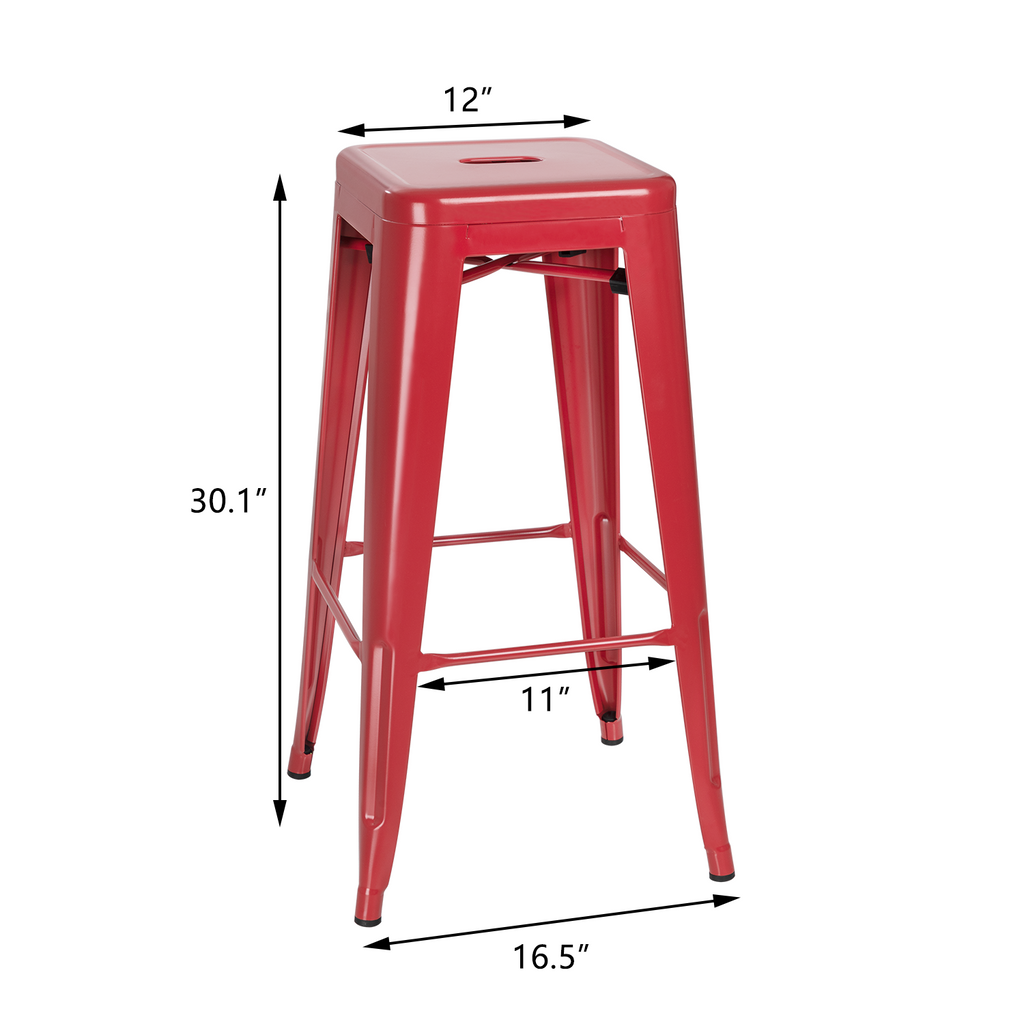 Vineego 30 Inches Metal Bar Stools Outdoor Modern Stackable Industrial ...