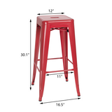 Devoko 30 Inches Metal Bar Stools Outdoor Modern Stackable Industrial Stools Set of 4