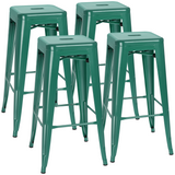 Devoko 30 Inches Metal Bar Stools Outdoor Modern Stackable Industrial Stools Set of 4