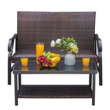 Devoko 4 Pieces Patio Set Outdoor Wicker Furniture Set with Coffee Table