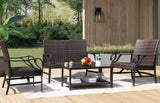 Devoko 4 Pieces Patio Set Outdoor Wicker Furniture Set with Coffee Table