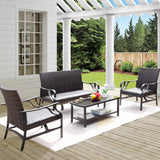 Devoko 4 Pieces Patio Set Outdoor Wicker Furniture Set with Coffee Table